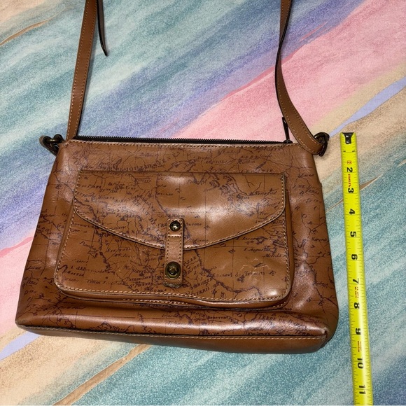 Patricia Nash Leather Kenilworth Signature Map Riot Rust Crossbody Bag - Picture 7 of 12